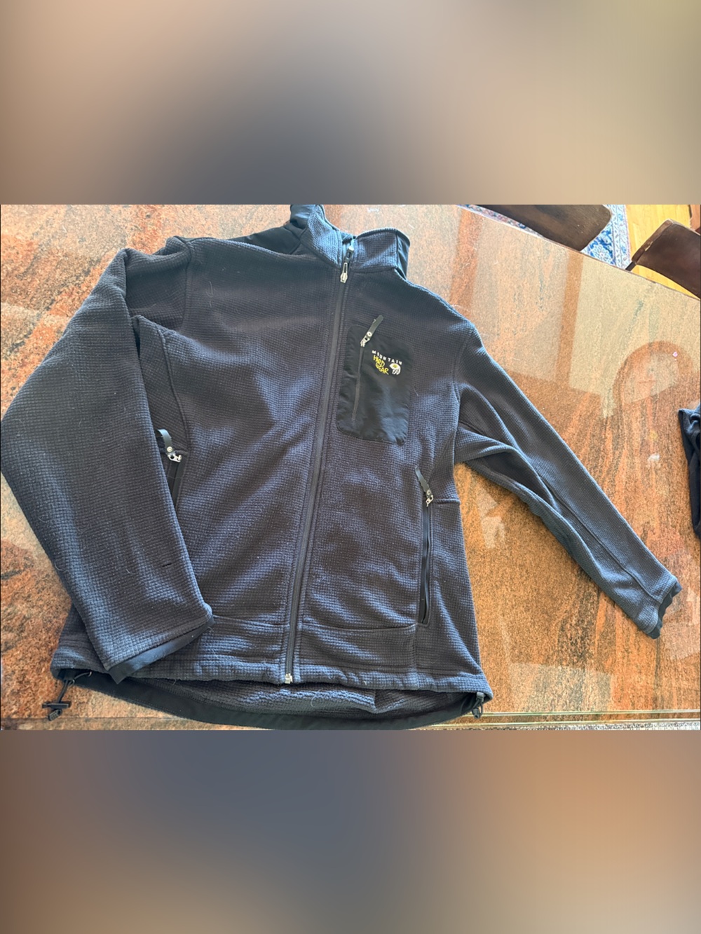 Black Textured Full-Zip lightweight Jacket with Chest Pocket